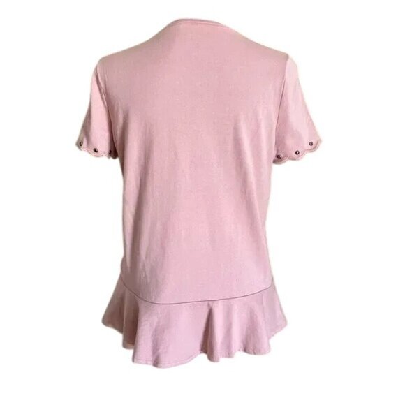 Kate Spade Broome Street Peony Pink Studded Ruffle Top - Picture 3 of 5